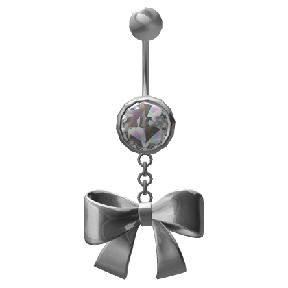 diamond belly piercing w/ silver bow