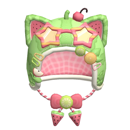  ♡ kawaii summer cat watermelon fruit helmet v1