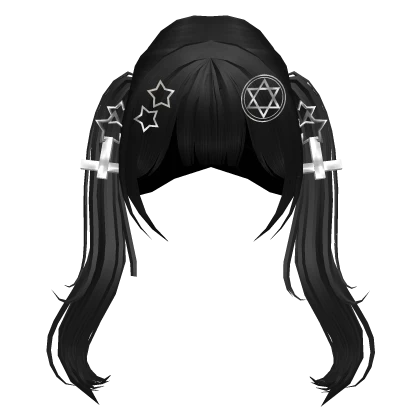 grunge cross pigtails w y2k emo stars in black