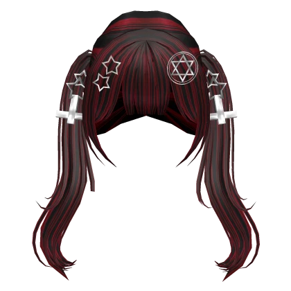 two tone grunge cross pigtails w y2k emo stars