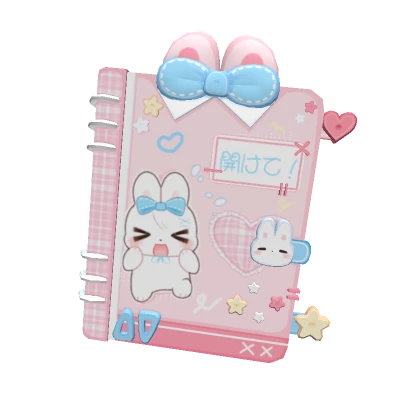 Kawaii Pink Plaid Bunny Diary