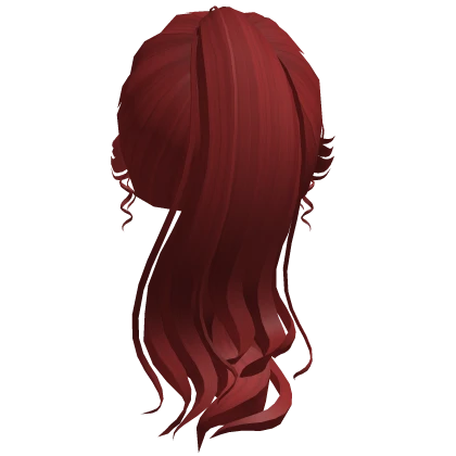 Elegant Red Wavy Ponytail