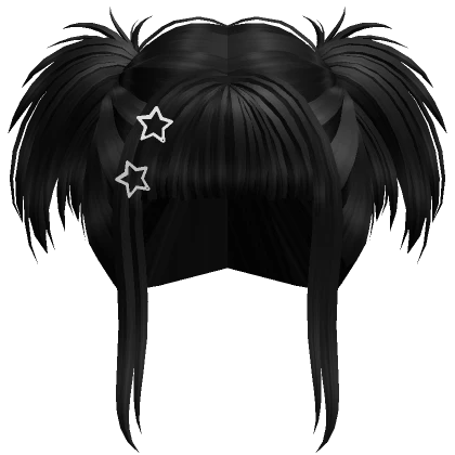 Messy Short Kawaii Pigtails w Bangs (Black)