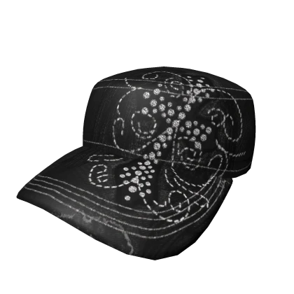 Y2K Black Rhinestone Denim Cap