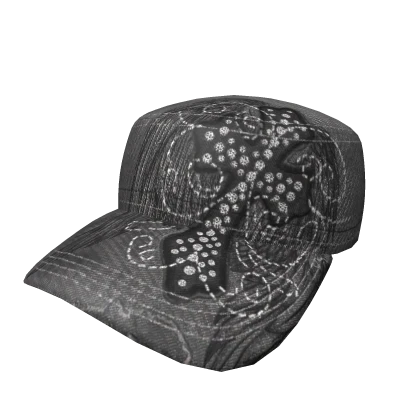 Y2K Grey Rhinestone Denim Cap
