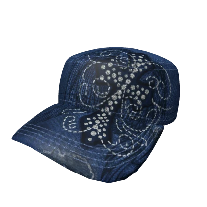 Y2K Blue Rhinestone Denim Cap