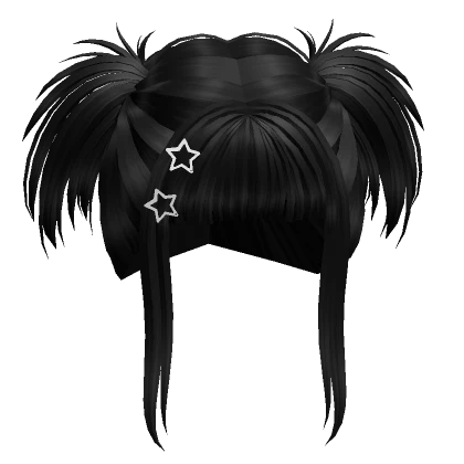 Messy Short Pigtails w Bangs (Black)