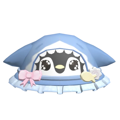๑˚ Preppy Cute Pink Penguin-Shark Ruffled Hat 