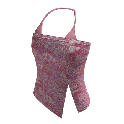 Y2K Pastel Pink Tropical Floral Top With Bikini