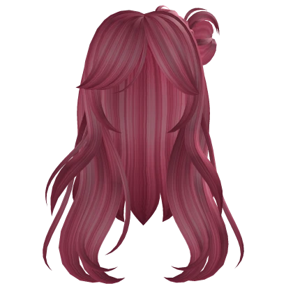 Hime wavy hair updo messy bun Hot Pink