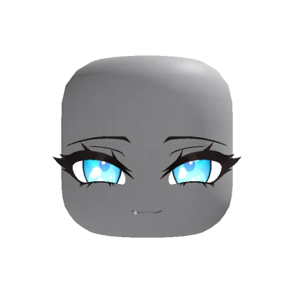 Chibi Cute Snaggle Tooth Cat Face -  Blue