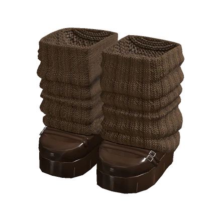 brown platform shoes leg warmers cottagecore