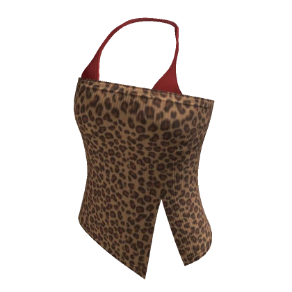 Y2K Gyaru Leopard Top With Red Bikini