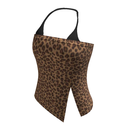 Y2K Gyaru Leopard Top With Black Bikini