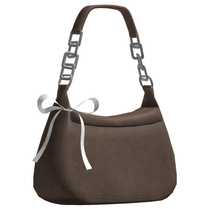 White Ribbon Simple Brown Purse