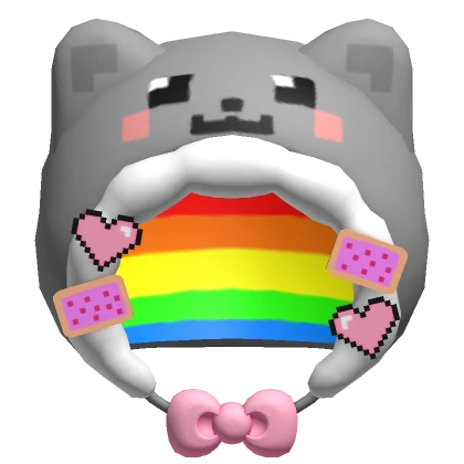 ♡ rainbow nyan hood