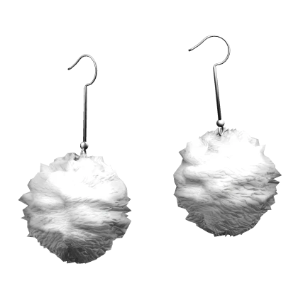 2000s Fluffy Pom Pom Earrings in White Mcbling Y2k
