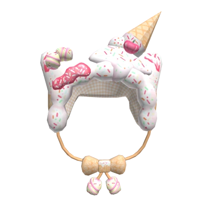 kawaii birthday sprinkles icecream waffle hood bow