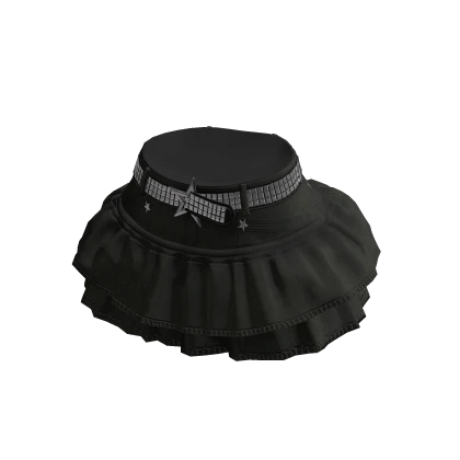 Dark Green Denim Ruffle Skirt w Studded Belt