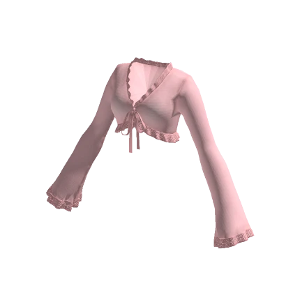 Pink Ruffle Crop Top Long Sleeves