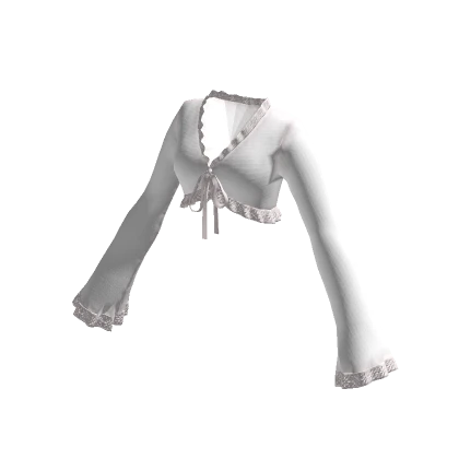 White Ruffle Crop Top Long Sleeves