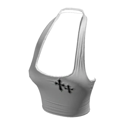 White Y2K Urban Crosses Gothic Halter Crop Top