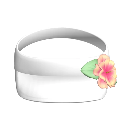 white preppy summer visor w/ pink ombre hibiscus