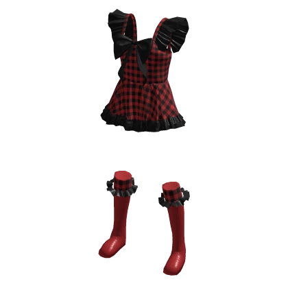 Kawaii Red Black Dress Outfit 