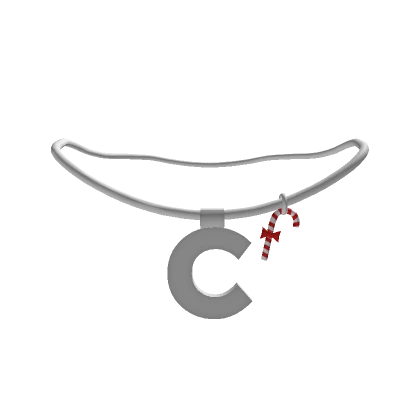 C inital Necklace w/ candy cane in silver ( 2.0 )