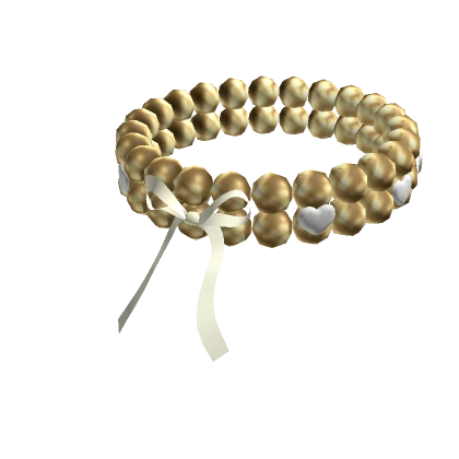 Gold Ribbon Pearl Choker