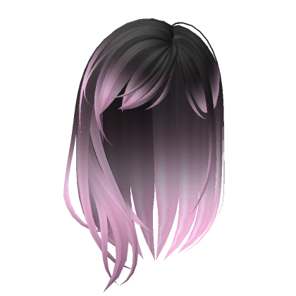 horror game protagonist girl hair in black to pink