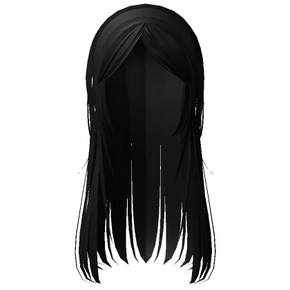 (blocky) Black Long Wispy Straight Emo Doll Hair