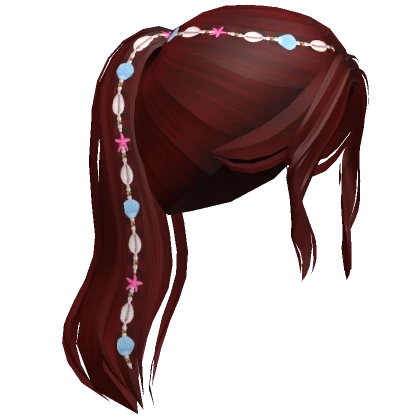 Beachy Flowy Ponytail w/ Shell Charms (Red)