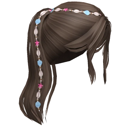 Beachy Flowy Ponytail w/ Shell Charms (Brown)