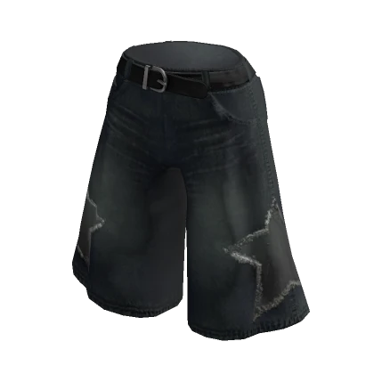 Grunge Star Blue Y2K Jorts