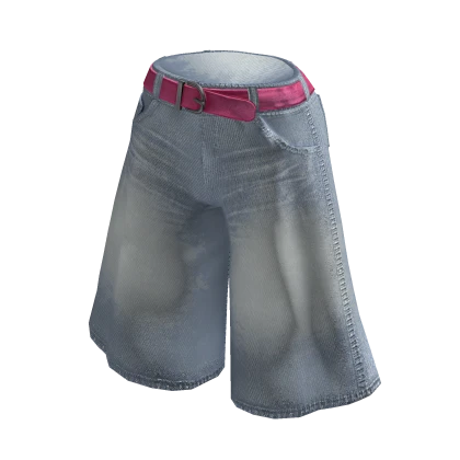Lightwash Y2K Jorts w Pink Belt
