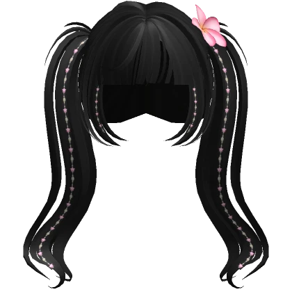 Tropical Flower Summer Twintails in Black