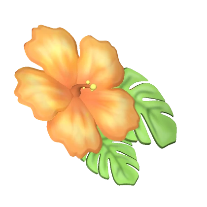 ♡ Hibiscus Summer Hair Flower In Orange 