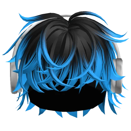 Messy Cool Boy Hair w/ Headphones (Black to Blue)