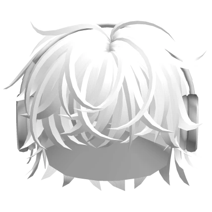 Messy Cool Boy Hair w/ Headphones (White)