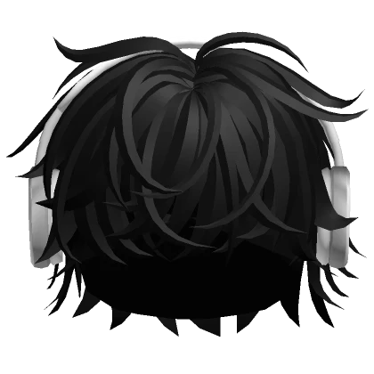 Messy Cool Boy Hair w/ Headphones (Black)