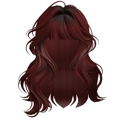 Dark Red Mermaid Waves w/ Bangs