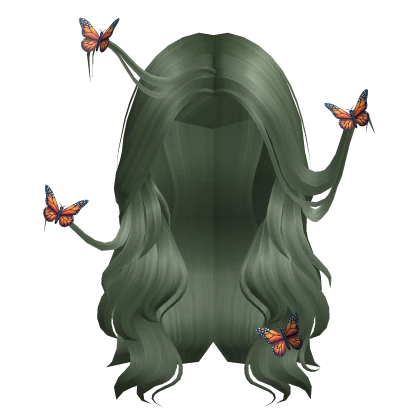 Majestic Wavy Butterfly Hair Green