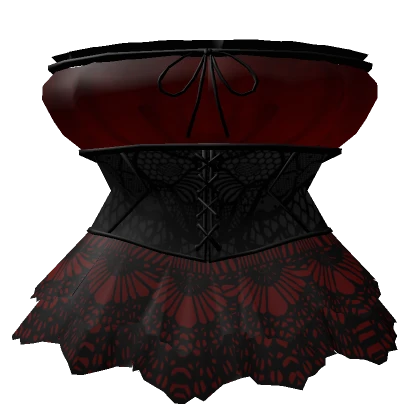 1.0 Red Black Lace Corset Skirt