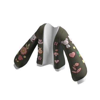🌷 Green Kawaii Floral Sweater