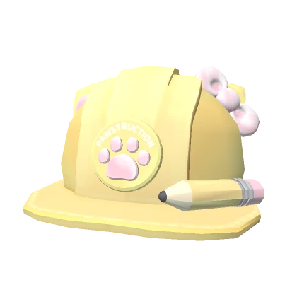 Kawaii Kitty Pawtruction Worker Hat With Bow