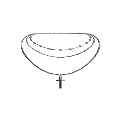 Layered Cross Necklace [Silver]