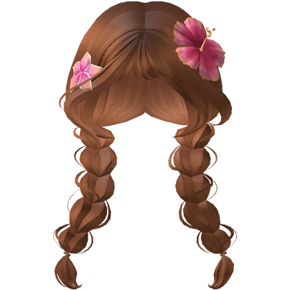 ♡ ginger summer braids with tropical flower