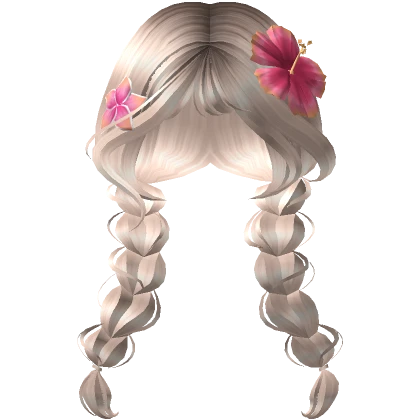 ♡ platinum summer braids with tropical flower