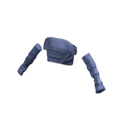 Blue Denim Fold Over Crop Top with Sleeves